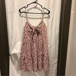 Blue Rain Red and White Patterned Dress